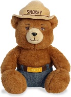 Smokey Bear stuffed animal with forest ranger hat and jeans