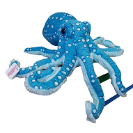 A spotted blue octopus stuffed animal